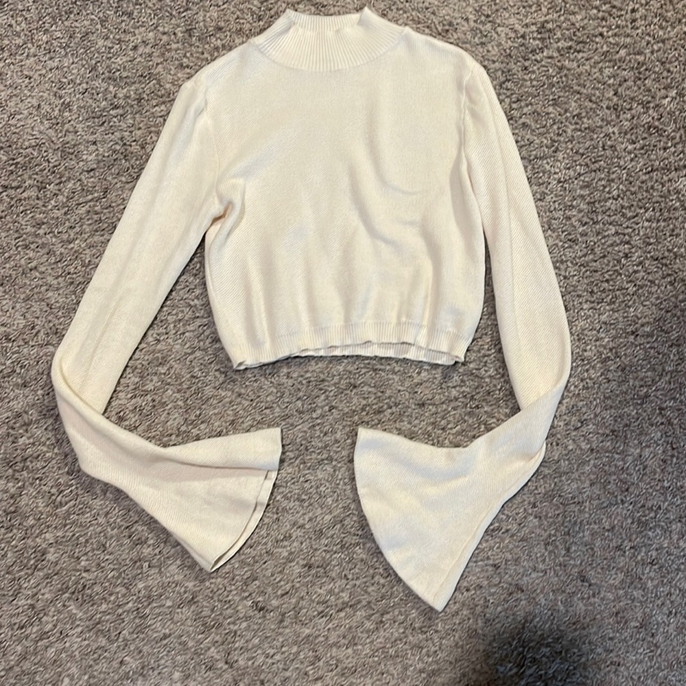 Cream trumpet sleeve sweater